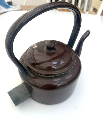Vintage brown enamel electric - enamel,