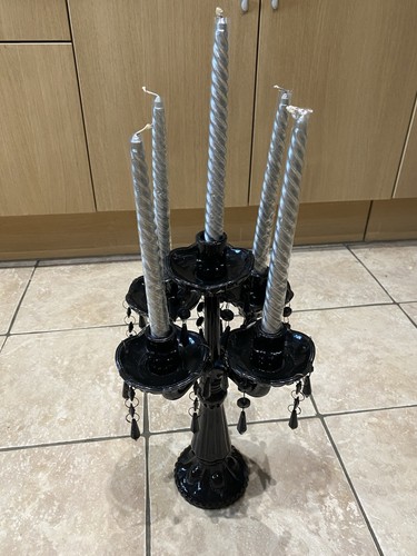 Black candelabra for candles - black,