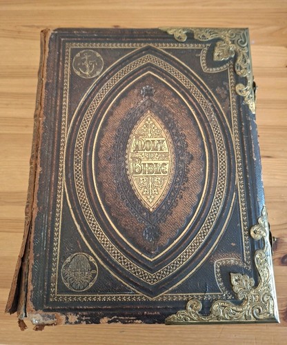 Large antique family bible - bible, rev