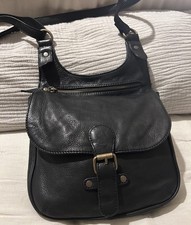 Fat Face Crossbody Bag Black Leather 