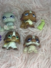 littlest pet shop lot 3 st bernard's and 1 persian cat plus a mystery lps!!