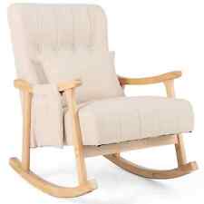 COSTWAY Nursery Rocking Chair Upholstered Glider Rocker w/High Backrest-Beige