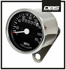 NEW UNIVERSAL MOTORCYCLE MOTORBIKE CLASSIC STYLE CABLE CHROME BLACK MPH SPEEDO