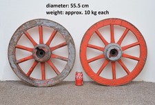 2x vintage old wooden cart wagon wheel wheels  / 55.5 cm - FREE DELIVERY