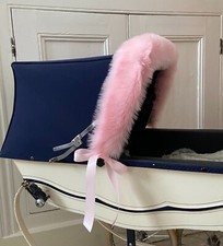 Luxury FUR HOOD TRIM for Silver Cross Traditional DOLLS Prams -Pink -White- Grey