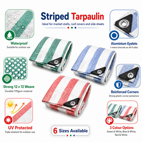 Striped tarpaulin medium heavy - medium,