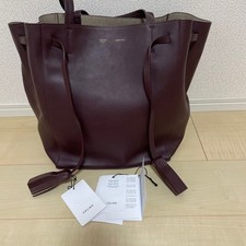 CELINE Leather Cabas Phantom Tote Bag w/Tassel Burgundy Bordeaux 35×48×20 Used