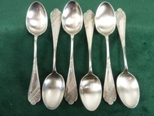 6 Nice vintage  Teaspoons nickel silver floral pattern