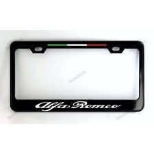 Alfa Romeo Italy Black License Plate Frame Custom Made of Powder Coated Metal