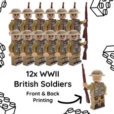NONE LEGO WW2 British Soldiers - 12x Minifigures With Weapons