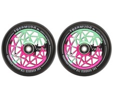Oath Bermuda 110mm Stunt Scooter Wheels - Pair - Green/Pink/Black - SALE WAS £90