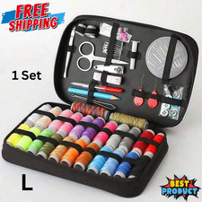 1 set Portable Sewing Box Kit Home Travel Sewing Threads Scissors Needles Dorm