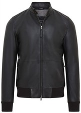 Mens Black Leather Bomber