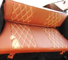 MGB GT REAR SEAT COVERS 1970-80 TAN VINYL CREAM BENTLEY TWIN STITCHING QUALITY