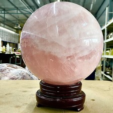 30.93LB Large Natural Pink Rose Quartz Sphere Crystal Ball Reiki Healing