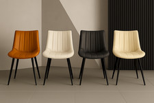 2X Faux Leather Dining Chairs Padded Dining Room Kitchen Chair Set Family