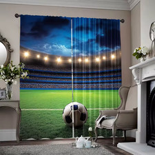 Window Curtains Polyester Football Theme Print Home Curtains All Sizes Available