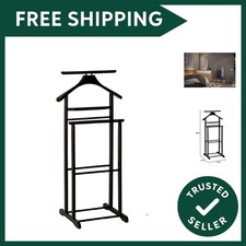 Men'S Valet Black, Solid Wood