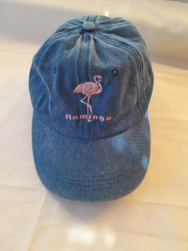 Denim flamingo baseball cap