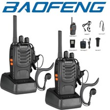 2 x Baofeng BF-88E PMR446MHz Walkie Talkie Long Range Two Way Radio+Earpiece UK