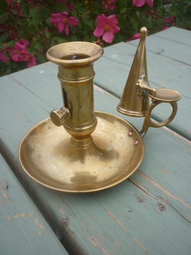 Antique brass chamberstick - brass,