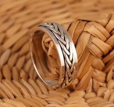 Solid 925 Sterling Silver Celtic Spinning Worry Band Thumb Ring 7mm Wide