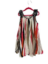 catimini Girls Sz 10 Sleeveless Dress Striped Panels Cotton Pillowcase