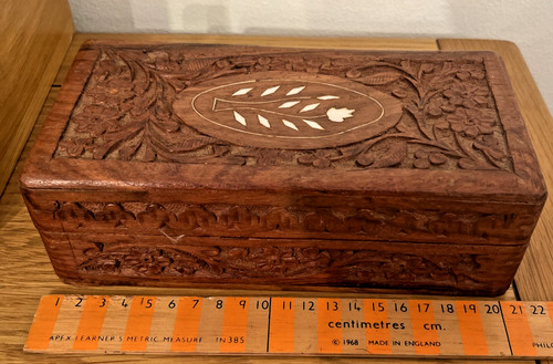 Vintage hand carved box - hand, with