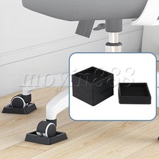 Square Rubber Furniture Caster Cups Pads for 2" Couch Stoppers Set of 4 Black