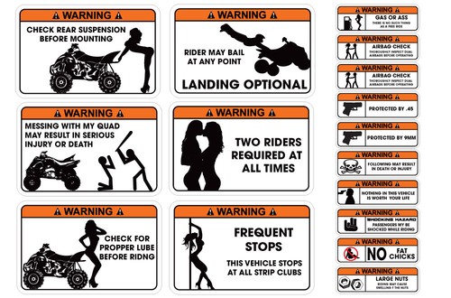 Funny warning decal - atv, quad