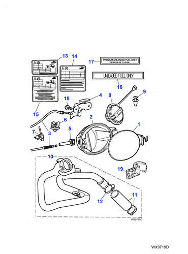 Jaguar fuel filler - filler, cap