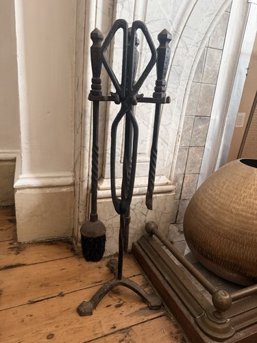 Vintage wrought iron fireplace - vintage, wrought-iron