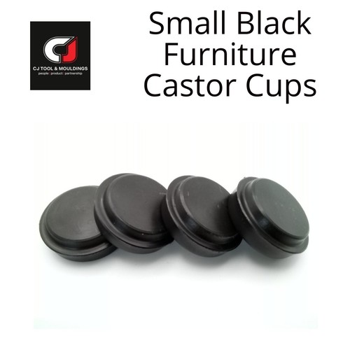 Castor cups small black - black, rigid