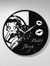 Betty Boop Laser Cut Vinyl LP Wall Clock With White Backboard