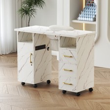 Manicure Table & Hand Pillow Nail Salon Technician Art Desk Drawers Workstation