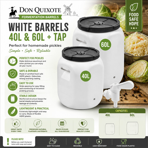 White pickling barrel with - white,