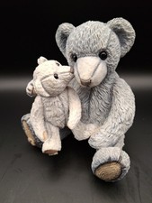 Sherratt & Simpson Grey Teddy Bear Sitting With Baby Bear 1995 10cm Tall