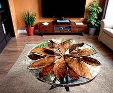 Clear Round Resin Table Wood