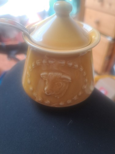 Colman mustard pot and spoon - colman's,
