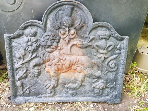 Antique fire back cast - antique, iron