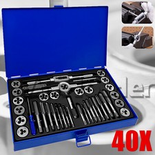 WinHolder 40pc Metric Tap And Die Set Alloy Steel Pitch Gauge M3-M12 Metal Box