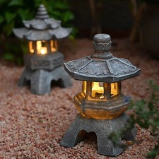 Palace Lantern Garden Solar Lamp Japanese Stone Pagoda Lantern Tower Statue UK