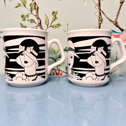 Vintage mugs art deco - art, ladies