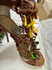 Jimmy Choo Size 8 US 38.5 EU IRIS Style Macrame Brown Women's Heels