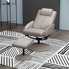 Recliner Chair and Footstool Armchair with Ottoman 360° Swivel Seat Grey