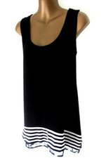 Joseph Ribkoff Tunic black & ivory 12 striped & spotted hemline trim (8861