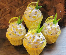 FAUX LEMON CUPCAKES PRETTY ARTIFICIAL ,HOME SHOP DECOR, TV PROP 64