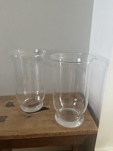 Pair hand blown 23cm clear - of,
