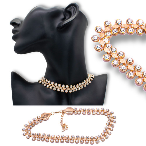 Gold colour necklace mesh - gold,