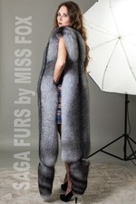 Sagafurs stunning blue frost fox fur stole with tails